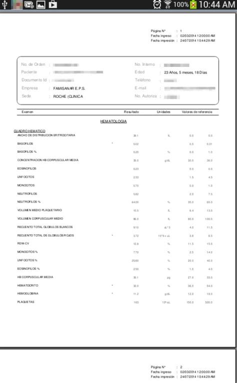 famisanar cafam resultados de laboratorio|Laboratorios clínicos